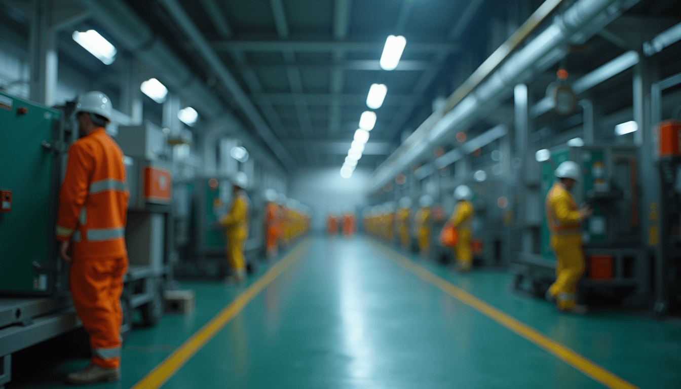 Eye-level view of industrial safety equipment in a factory